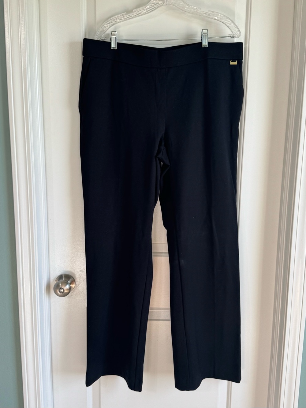 Black Straight-Leg Dress Pants
